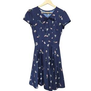 Modcloth Koala‎ Bear Exploratory A Line Navy Dress Womes Size 00 Preppy Teacher